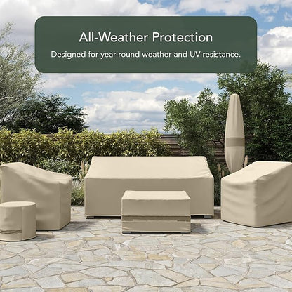 Covermates Elite Outdoor Patio Sofa Cover – Water-Resistant 300D Polyester, Double-Stitched Seams, Elastic Hem, Auto-Locking Drawcord & Mesh Vent for Moderate Weather, 78W x 38D x 38H, Khaki