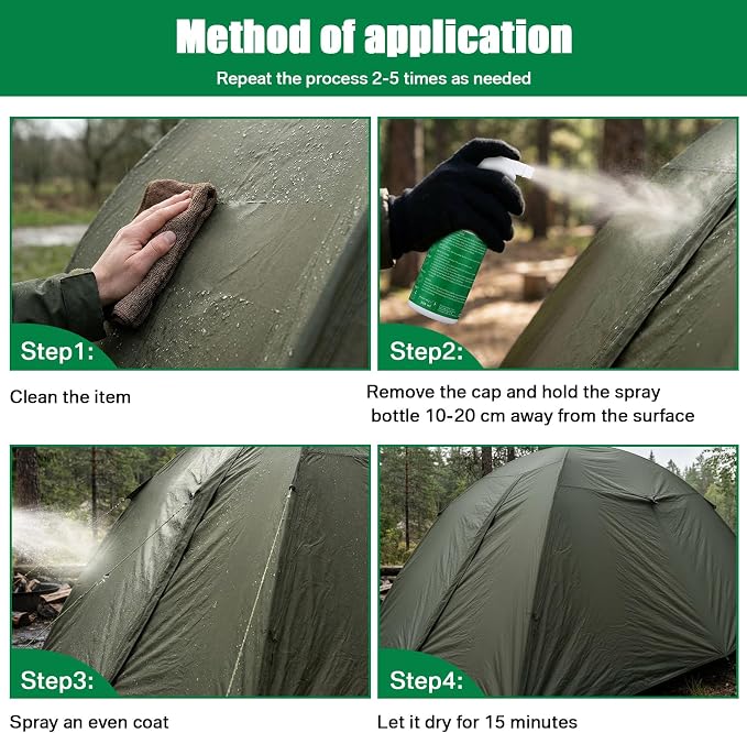 Tent Waterproofing Spray Outdoor, 17oz Waterproof UV Protection Stain Resistant Gear Fabrics Water Repellent Spray for Camping, Hiking, Daily Use