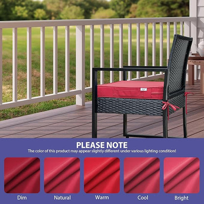 Outdoor Chair Cushions Set of 4,Waterproof Outdoor Seat Cushions for Patio Furniture,Patio Chair Cushion with Handle and Ties, Square Out Door Chair Pads,17" x 16" x 2", Burgundy