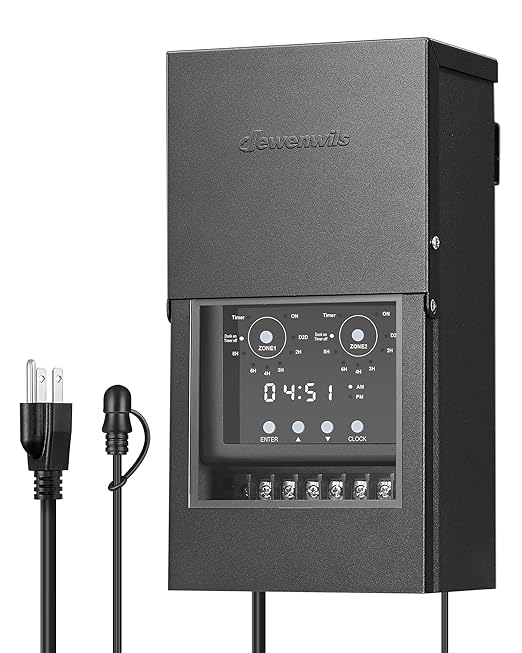 DEWENWILS 300W Low Voltage Landscape Transformer with 2 Zones & 5 Modes, Landscape Transformer 120V to 12V/14V, Outdoor Landscape Lighting Transformer with Photocell Sensor & Timer, Weatherproof