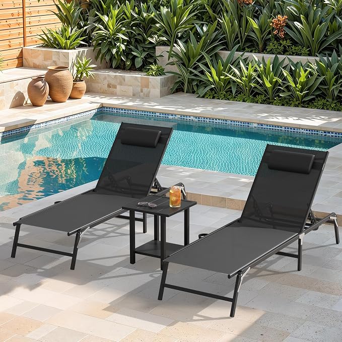Outdoor Large Square Side Table, Heavy-Duty Metal Patio End Table, Weather Resistant Poolside Table with Easy Assembly for Balcony, Deck, Backyard (Dark)