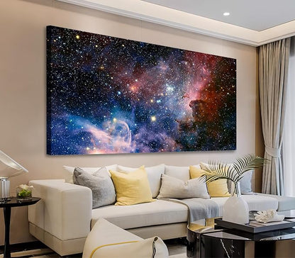 arteWOODS Canvas Wall Art Galaxy Nebula Starry Cosmic Painting Pictures Panoramic Canvas Arotwork Universe Stars Outer Space Wall Art for Home Office Decoration Framed Ready to Hang 24" x 48"