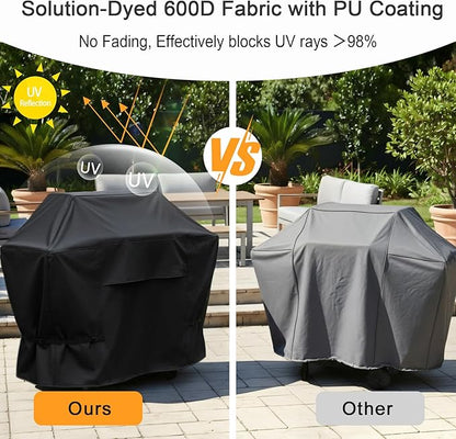 NettyPro Grill Cover for Outdoor Grill 60 inch Waterproof Heavy Duty Gas BBQ Cover for Outside Weber, Char-Broil, Brinkmann, Jenn Air, Nexgrill 3-4 Burners Barbecue, Black