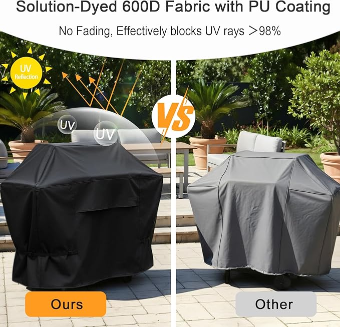 NettyPro Grill Cover for Outdoor Grill 44 inch Waterproof Heavy Duty Gas BBQ Cover for Outside Weber, Char-Broil, Brinkmann, Jenn Air, Nexgrill 2 Burner Barbecue, Black