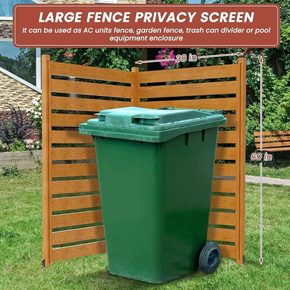 LILYPELLE 38in W x 60in H Air Conditioner Fence, 2 Panels Outdoor Decorative Fences Wood Privacy Screen with Metal Stakes, Outside Pool Equipment Enclosure Trash Can Panels