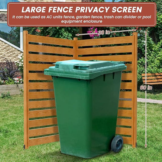 LILYPELLE 38in W x 60in H Air Conditioner Fence, 2 Panels Outdoor Decorative Fences Wood Privacy Screen with Metal Stakes, Outside Pool Equipment Enclosure Trash Can Panels