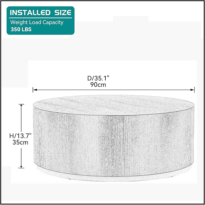 kevinplus Black Round Coffee Table for Living Room, Modern Contemporary Drum Circle Wood Coffee Table for Apartment Office, Black & Gold