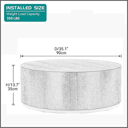 kevinplus Black Round Coffee Table for Living Room, Modern Contemporary Drum Circle Wood Coffee Table for Apartment Office, Black & Gold