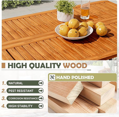 Devoko Patio Bar Set 5 Pieces Acacia Wood Patio High Top Bar Table and Stools Chairs Set Foldable Outdoor Bar Stools Set of 2 for Garden, Balcony