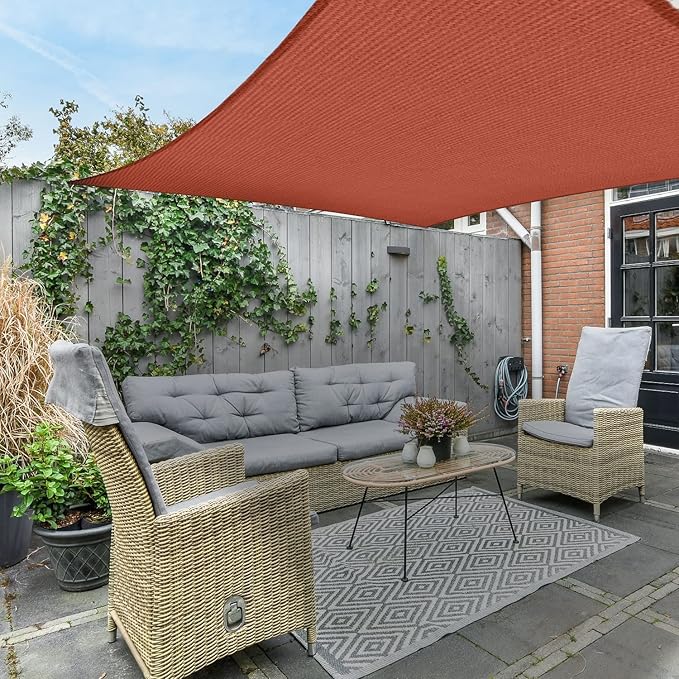 AsterOutdoor Sun Shade Sail Rectangle 10' x 13' UV Block Canopy for Patio Backyard Lawn Garden Outdoor Activities, Terra