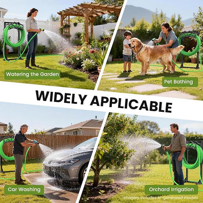 Keten Garden Hose Holder, Detachable Metal Water Hose Holder Stand, Heavy Duty Freestanding Garden Hose Reel Rack and Hose Storage Organizer for Outside Yard