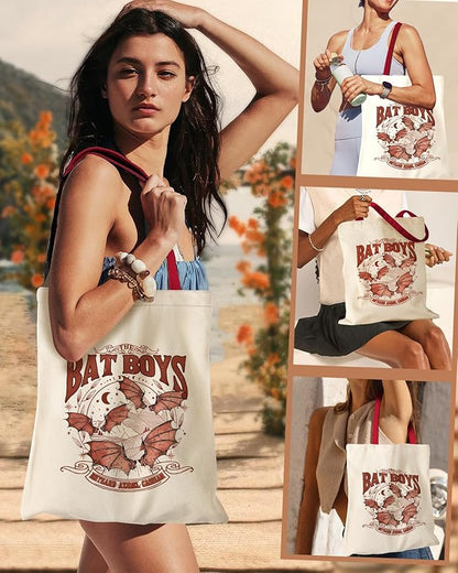 Miss Adola Aesthetic Canvas Tote Bag for Women - Sturdy Cloth Cotton Totes Bag with Pattern Shoulder Bag