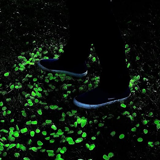 340 Pcs Glow in The Dark Garden Pebbles, Gardening Luminous Glow Stones Outdoor Decor Glowing Water Fish Tank Gravel (Green)