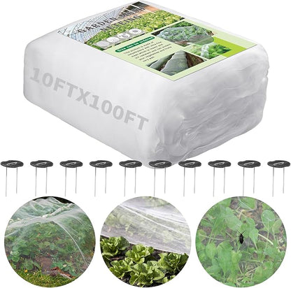 Garden Netting Plant Covers 10x100 Ft Net Ultra Fine Mesh Protection Netting for Vegetable Plants Fruits Flowers Crops Greenhouse Row Cover Raised Bed Barrier Mosquito Net Screen Protection Net Cover