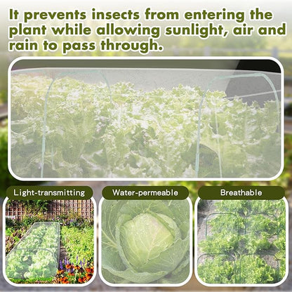 Woanger 2 Pack Garden Netting for Raised Beds Rectangular Pest Barrier with Hoops for Garden Protection Plant Mesh Netting with Drawstring Plants Vegetables Fruits Flowers (for 6x3x1 ft)