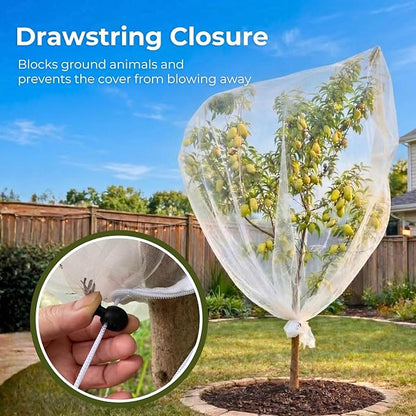 Fruit Tree Netting Cover with Zipper & Drawstring, 2 Packs 10ft x 10ft Insect Bird Barrier Netting for Garden Protection, Ultra Fine Mesh Garden Netting Pest Barrier, Extra Large