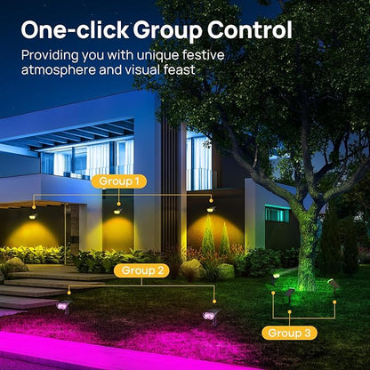 Linkind Smart Solar Lights Outdoor SL5 with Motion Sensor, APP Control Color Changing Solar Spot Lights Outdoor Waterproof, IP65 Landscape Lighting for Yard, Garden, Patio, Path(6 Pack)