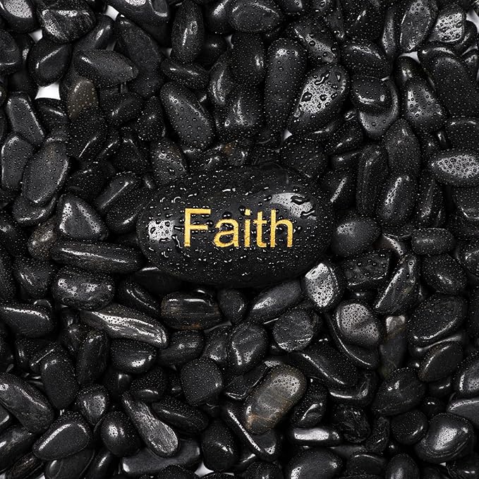 11lbs Black Natural River Rocks, High-Polished Pebbles for Plants Garden, 0.3-0.8 inch Decorative Stones, Ideal for Fish Tank, Vases, Home Decor and Garden Landscaping,Black