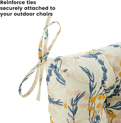 ARTPLAN Seat/Back Outdoor Chair Cushion,Set of 4 Patio Chair Cushion with Tie,Tufted Replacement for Patio Furniture,40x20x4 Inches,4 Count,Floral