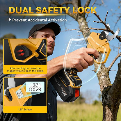 4-in-1 Pole Saw & Electric Pruning Shears, 1.4" Cutting Diameter Cordless Pruner, 6 Inch Chainsaw for Tree Trimming, 9.5ft Max Extension Pole, 2 x 4.0Ah Batteries, Battery Powered Pole Saw for Garden