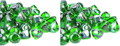 Mr. Fireglass 10 Pounds Blended Fire Glass Diamonds for Fireplace Fire Pit & Lanscaping - 1 inch Emerald Green Fire Rocks (Pack of 2)