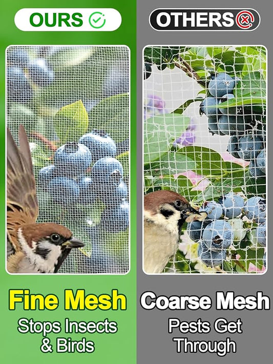 10x10ft Large Garden Netting - Ultra Fine Mesh Plant Covers to Keep Small Animals Pest Out, Bird Barrier Screen for Protecting Vegetables Fruits Flowers Raised Beds (Without Support Pole)