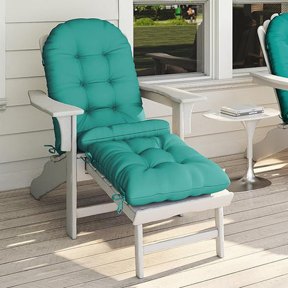 Adirondack Chair Cushion with Ottoman, Folding Adjustable Adirondack Seat Cushions, Waterproof Adirondack Patio Chair Pads for Garden, Deck, or Poolside, Small-Lake Blue-1