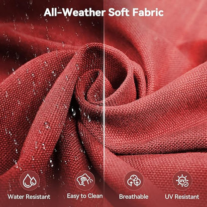 Luxury 6" Outdoor Cushions for Patio Furniture, 24x24x6" Thick Seat Cushion Set of 4, Fade Resistant Couch Chair Replacement Cushions High Density Deep Wicker Chair Cushion w/ Removable Cover, Red
