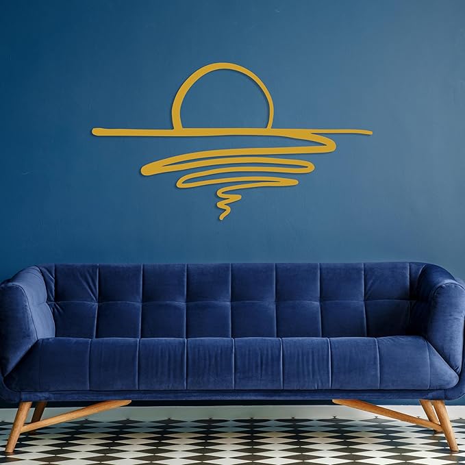 Sunrise Metal Wall Art, Sunset Metal Wall Decor for Living Room, Sunshine Line Art Home Decor Outdoor Indoor, Sun Design Modern Artwork for Walls, Abstract Sunset Wall Decor, Housewarming Gifts