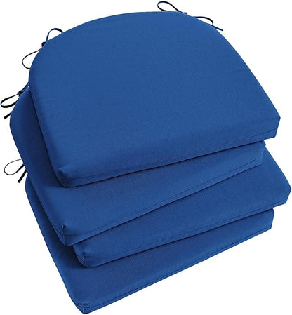 Basic Beyond Outdoor Chair Cushions Set of 4, Outdoor Cushions for Patio Furniture, Water Resistant Patio Chair Cushions with 2 Ties, 17x16x2, Royal Blue