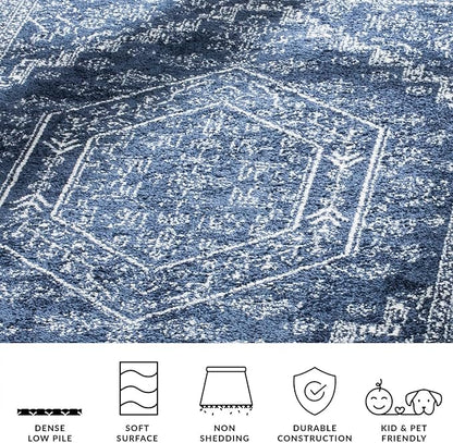 SAFAVIEH Adirondack Collection Runner Rug - 2'6" x 20', Navy & Ivory, Oriental Medallion Design, Non-Shedding & Easy Care, Ideal for High Traffic Areas in Living Room, Bedroom (ADR108N)