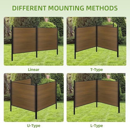 Mondaria Fence Privacy Screen with 8ft In-ground Posts, 6ft(H) x36ft(W) Wood Plastic Composite Fence Panels Weather-Resistant Outdoor Fence for Backyard/Garden (Brown, 7 Posts)