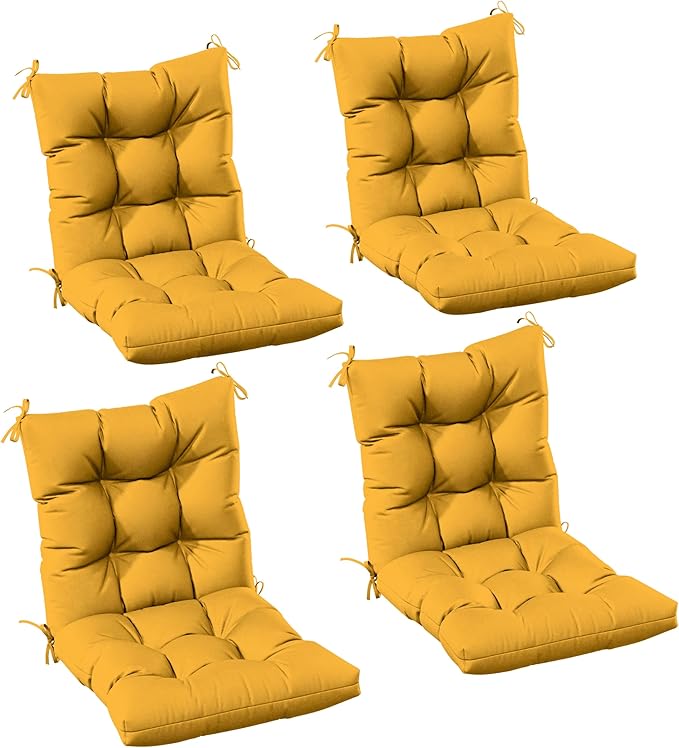 Patio Seat&Back Chair Cushions for Outdoor Furniture，Comfortable Cushions for Rocking/Dining/Lawn Chair-Set of 4
