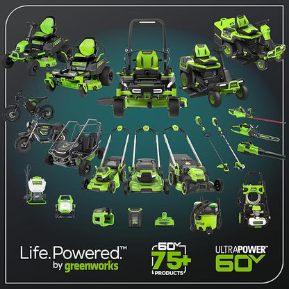 Greenworks 60V 54" Zero Turn,(2) 20.0Ah+(2) 8.0Ah+(2) 4.0Ah Batteries+Wall Charger