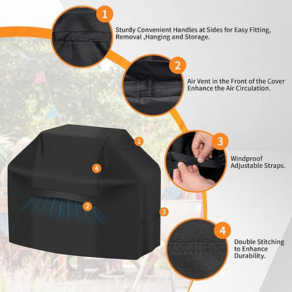 iCOVER Grill Cover 82 Inch, BBQ Grill Cover for Outdoor Grill, 600D Heavy-Duty Waterproof BBQ Cover, Large Barbecue Gas Grill Covers for Weber, Charbroil, Brinkmann, Nexgrill and More, Black