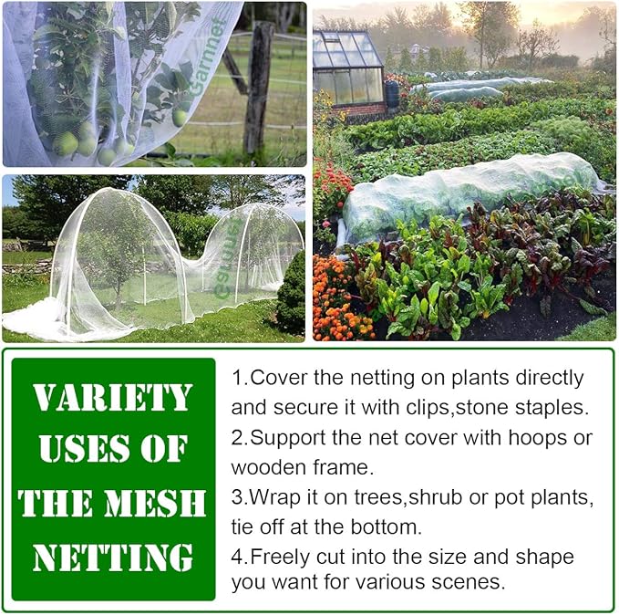 Garden Pest Barrier Netting, 10ftx33ft Ultra Fine Mesh Netting Bugs Out Net Covers Row Cover Protect Plants Flowers Against Cicada Birds Insect Strawberry Net for Blueberry Bush Trees Raised Bed
