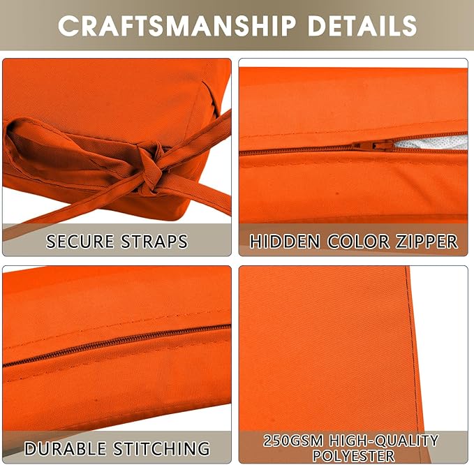 Outdoor Seat Cushion Set 19 x 19 In, Water-Resistant & Fade-Resistan, Patio Furniture Cushions with Removable Cover Deep Seat & Back Cushion with Handle and Adjustable Straps for Chair Sofa,4PC