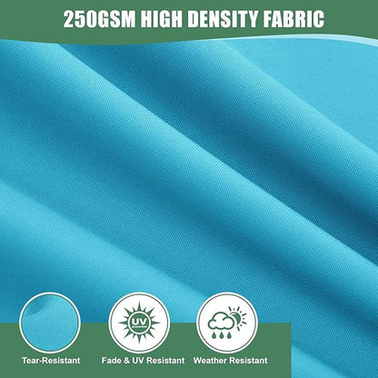 Waterproof Outdoor Cushions for Patio Furniture, Fade Resistant Backrest and Deep Seat Cushion Set with Removable Cover, 24 x 24 Inch, Teal, Set of 2