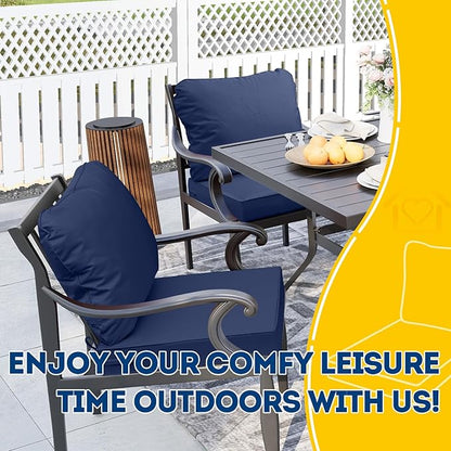 AAAAAcessories Outdoor Seat Cushions for Chairs, Fade-Resistant, Waterproof Patio Furniture Replacement Cushions, 22" x 22" x 3" + 22" x 17", Navy Blue