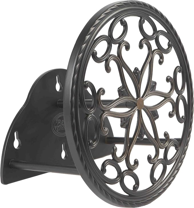 Liberty Garden 671 Wall Mount Decorative Garden Hose Butler, Holds 125-Feet of 5/8-Inch Hose - Patina