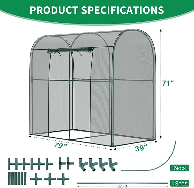 SUNYRISY Garden Plant Netting Crop Cage for Garden Raised Bed, 6.5 x 3.3 x 6 Ft Plant Cover Cage Protectors from Animal for Outdoor Plants with Frame and Zippered Door