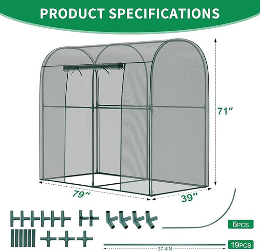 SUNYRISY Garden Plant Netting Crop Cage for Garden Raised Bed, 6.5 x 3.3 x 6 Ft Plant Cover Cage Protectors from Animal for Outdoor Plants with Frame and Zippered Door