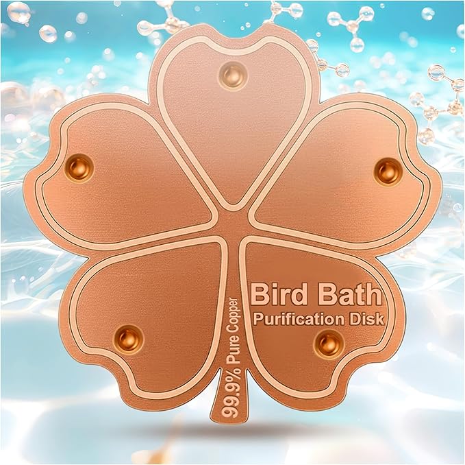 Bird Bath Purification Disk Pure Copper Outside Winter Solar Power Birdbath Heater Hanging Bowl Metal Deicer Cage Dispenser Water Ground Pedestal Cleaner Nectar Food Pole Large House Birdhouse