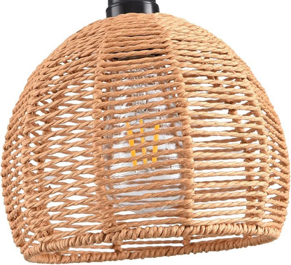 Plug in Pendant Light, Industrial Hanging Light with Plug in Cord Hemp Rope On/Off Switch Farmhouse Pendant Lamp with Plug in Cord, Vintage Hanging Lamps for Dining Room