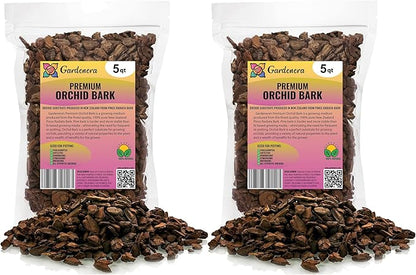 Premium Grade New Zealand Pinus Radiata Bark by Gardenera - 10 Quart - Organic Hand Mixed New Zealand Pine Bark for Orchids - Medium Chips 9-12mm - 2 Bags of 5 Quart