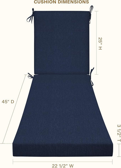 Honeycomb Outdoor Heritage Chaise, 22.5" W x 70" L, Textured Solid Indigo Blue Chair Cushion for Patio Furniture