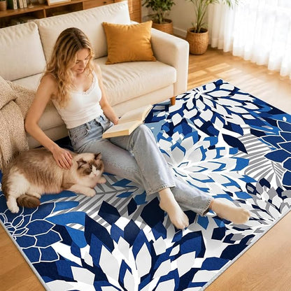 ZonLi Colorful Outdoor Rug 6x9Ft Waterproof Multicolored Indoor Area Rug Washable Outdoor Patio Rugs Tropical Floral Non Slip Outdoor Carpet for Living Room, Pool,Backyard,Deck,Camping