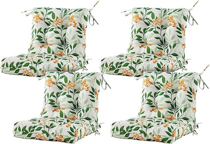 ARTPLAN Seat/Back Outdoor Chair Cushion,Set of 4 Patio Chair Cushion with Tie,Tufted Replacement for Patio Furniture,40x20x4 Inches,4 Count,Floral