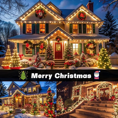 OZS 6 Pack 480LED Solar Christmas String Lights Outdoor, Waterproof 8 Modes Solar Tree Light, Green Wire Christmas Lights Outdoor for Garden, Party, Wedding, Christmas Decorations (Warm White)