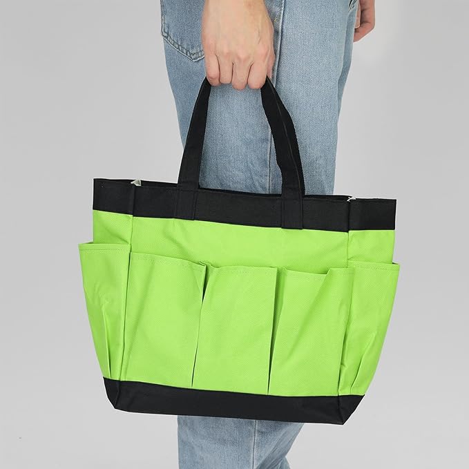HARFINGTON Garden Tool Bag 11.2" x 5" x 11" Large Oxford Waterproof with Pockets Garden Tote Bag Gardening Plant Tool Organizer Storage Carrier Store for Outdoor Women Men, Purple